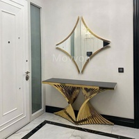 Console d'Angle en Marbre pour Couloir, Table Console Décorative pour Salon, Mobilier de Salon