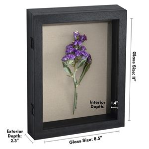 Custom Shatter-Resistant Glass Front Open Tabletop Wall Display Black <strong>Shadow</strong> <strong>Box</strong> Photo <strong>Frame</strong> With Door For Flower - Product Image 2