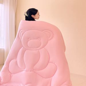 Winter Cartoon <strong>Teddy</strong> Bear Knitted Pattern Solid Color Down Duvet Cover Core, Queen/<strong>King</strong> <strong>Size</strong> Double Bed Cotton Sanding <strong>Bedding</strong> - Product Image 4