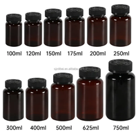 Bouteille en plastique PET de qualité alimentaire, ambre noir, 150 cc, pour compléments vitaminiques, capsules, pilules, avec bouchon de sécurité pour enfants