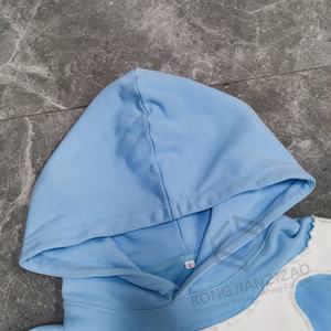 Fabrication sur mesure de pantalons évasés en molleton de coton et de sweats à capuche oversize vierges à double couche avec patchwork - Product Image 5