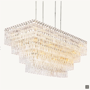 Lustre rectangulaire à étages Marignan en cristal CO, design moderne et luxueux, idéal pour salle à manger, un best-seller - Product Image 4