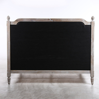 Anji Kasei Design KSF25039 Cadre de lit moderne Queen/King Size Tissu gris Cadre en bois naturel solide Bois Unique Contemporain