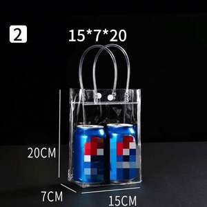 Promotionele Aangepaste Logo Tube Handvat Transparante Pvc Wijn Ijszak Chill Bags Verpakking Transparant Cadeau Voor Gasten - Product Image 3
