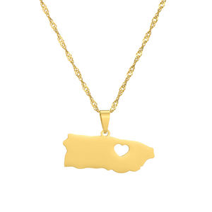 Myloveporto riko altın kolye kolye Charm paslanmaz çelik harita kalp porto riko ülke kolye hediyelik eşya hediye - Product Image 1