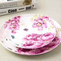 Assiettes Plates de luxe en porcelaine, vaisselle en céramique florale ronde de 8 pouces assiettes à Dessert et plats