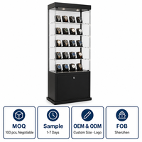 Vitrine de présentation de montres sur pied en acrylique, 8 emplacements, vitrine transparente avec coussin en velours, pour bijouterie, boutique, OEM ODM CALIC