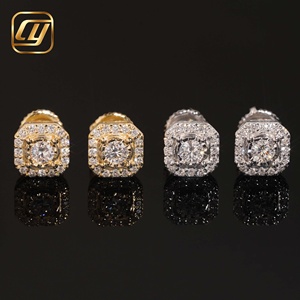 Square Bezel Round Brilliant Lab Grown Diamond Stud <b>Earrings</b> 925 Sterling <b>Silver</b> Screw <b>Back</b> IGI Certified Jewelry Bulk Stock - Product Image 1