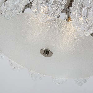 Lámpara de Araña de Latón Hecha a Mano de Lujo, Acabado en Níquel Pulido con Discos de Vidrio Repujado de Varias Capas para Sala de Estar, Comedor - Product Image 4