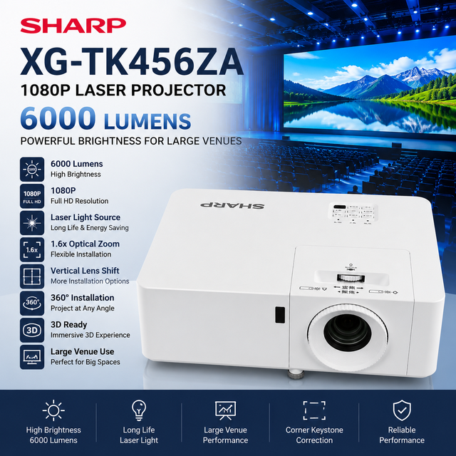 Large Venue Sharp XG-TK456ZA 1080P Laser Projector 6000 Lumens DLP Low Input Lag