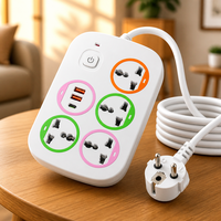 EU US UK Standard Universal-Steckdosenleiste Mehrfachsteckdose Multifunktions-Verlängerungssteckdose 4 Steckplätze Mit Kabel für Zuhause und Reisen