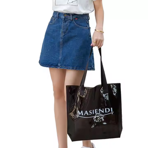 Custom Logo <b>Transparent</b> Jelly Orange PVC Tote <b>Bag</b> with Button Closure Stylish Fashionable Design for Gifts Shopping - Product Image 5