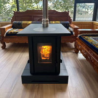 Cheminée à granulés Fangran 150ZD écologique, autoportante, moderne, avec écran tactile WiFi, pour cuisson par froid extrême en intérieur
