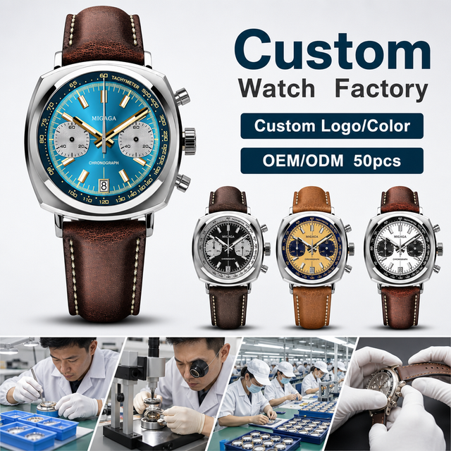 Migaga Japan Movement Quartz Watch Stainless Steel Case Water Resistant 5ATM Fashion Luxury OEM Private Label Men's Dress Watch