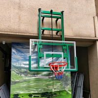 Support de basket-ball mural intérieur robuste en métal avec panier détachable en verre trempé, gain de place, hauteur réglable et personnalisable
