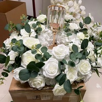 Luxueuze 5D witte groene kunstbloemen krans guirlande kroon roos decoratie bruiloft evenement tafel centerpiece bloemstuk receptie attributen