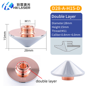 Boquilla Láser HXLASER de 28 mm D28 H15 M11 de Cobre, de Una y Doble Capa, para Cabezal de Máquina de Corte Láser - Product Image 3