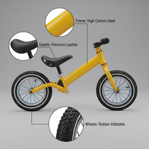 Vélo d'équilibre léger et coloré pour enfants avec pneus pneumatiques, siège réglable, sans pédales, pour garçons et filles - Product Image 3