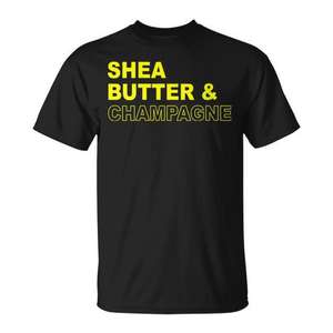 T-shirt Shea Butter & Champagne noir pour adulte unisexe, vêtements promotionnels - Product Image 1