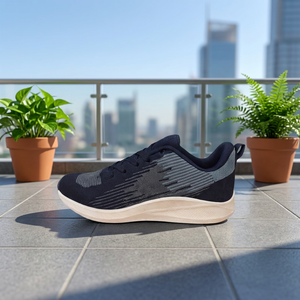 Zapatillas de Running Azul Marino para Hombre con Suela Blanca y Parte Superior Texturizada en Caja - Product Image 2