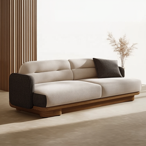 Sofá Seccional de plumas de 3 plazas <span class=keywords><strong>Beige</strong></span> nórdico, sofás tapizados de <span class=keywords><strong>tela</strong></span> cuadrada para uso en apartamentos, hoteles y villas - Product Image 4