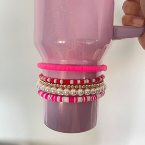 40oz Tumbler Accessories Decoration Pearl Beaded Charm Stackable Tumbler Bracelets Set Boot Topper <strong>Cup</strong> Friendship Bracelet <strong>Stack</strong> - Product Image 4