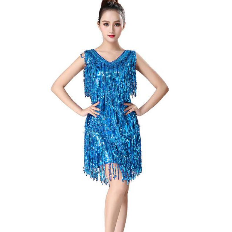 white christmas dresses Queendancer Women Golden Fringed 1920s Dress Spaghetti Straps Roaring 20s  Great Gatsby Dress – queendancer main image 0