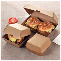 Emballage alimentaire jetable personnalisé en carton de qualité alimentaire pour hamburger, boîte à hamburger en papier kraft à clapet
