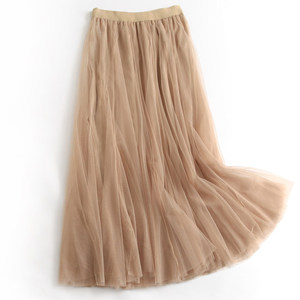 Robe unie en <span class=keywords><strong>tulle</strong></span> avec taille ajustable pour un effet amincissant, nouvelle <span class=keywords><strong>jupe</strong></span> longue style féerique, robe mi-longue - Product Image 2