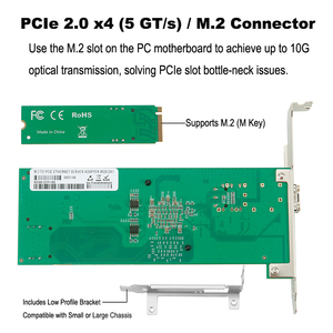 Tarjeta de red de fibra SFP+ de 10G con puerto único M.2 JL82599EN Adaptador Ethernet con cable para escritorio M.2 - Product Image 2