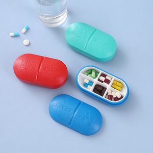 Most Popular Pocket Capsule Type Child Proof Pill Box, 6 Cases Pill Box with bag/ Medicine Pink Pill Box