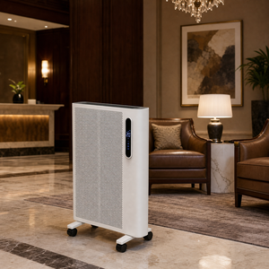 Stufa Elettrica a Convezione <span class=keywords><strong>Orizzontale</strong></span> in Cristallo di Carbonio, Bianco Opaco, con Ruote, 220V, Riscaldamento Rapido, Portatile, per <span class=keywords><strong>Soggiorno</strong></span> e Bagno - Product Image 2