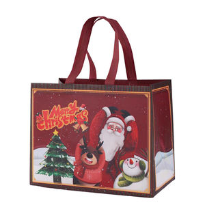Sac fourre-tout à poignée réutilisable écologique cadeau de Noël personnalisé bonbons sac non tissé Logo lettre motif Shopping - Product Image 4