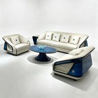 Ensemble de canapés modernes en cuir véritable, design modulaire incurvé, rembourrage confortable en éponge, pour appartement, salon, meubles