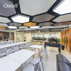 Clocell आधुनिक frameless स्टील केबल निलंबन ध्वनिक छत फाइबर ग्लास छत