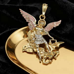 Großhandel religiöser Schmuck Cadena Men Classic Fashion Heiß verkaufte San Miguel 14 Karat vergoldet St. Michael Anhänger katholisch - Product Image 2