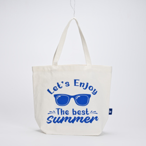 Reusable <b>Canvas</b> Beach Tote Shoulder <b>Bag</b> with Summer Print Green Handles <b>Large</b> Size Customized Closure - Product Image 2