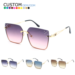 Half Rim Square Sunglasses Metal <b>Sun</b> Glasses Vintage UV400 Custom <b>Shades</b> - Product Image 1