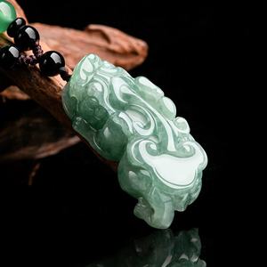 Pendentif en jade naturel vert turquoise Pixiu, UNISEXE, besties mythiques, style chinois, cadeau avec certificat d'évaluation PX61 - Product Image 1