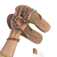 Tongs Bling à Strass et Cristaux, Légères, Plates, Antidérapantes, pour Femmes, Sandales de Plage Décoratives Tendance pour Sorties Estivales