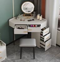Table de maquillage d'angle en L moderne et simple en bois, style luxe léger, idéale pour petit appartement, modèle tendance