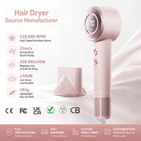 Sèche-cheveux électrique 1400W avec diffuseur, moteur DC sans balais, 2 vitesses, ABS de haute qualité, ionique, tension universelle, pour extérieur, hôtel, usage domestique