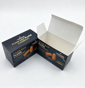 Scatola di <span class=keywords><strong>Carta</strong></span> Personalizzata Nera Opaca con Stampa Dorata per Tappi per Orecchie in Schiuma, Confezione in Cartone con Coperchio Ribaltabile e Grafica del Prodotto - Product Image 6