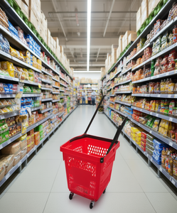 Carrello della spesa pieghevole con ruote in PU da 4'' e struttura a rete, per uso interno, comodo e senza stile di dispiegamento. - Product Image 2