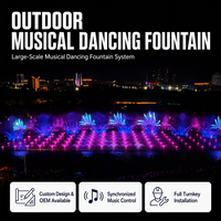 Fuente Musical Iluminada para Exteriores, Personalizable, Grande, con Luces RGB/Láser, Construcción de Acero Inoxidable, Resistente al Agua IP68
