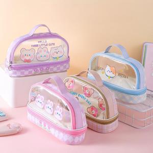 Kawaii công suất lớn PVC phim hoạt hình vải bút chì trường hợp trường học nguồn cung cấp mỹ phẩm lưu trữ túi lớn Hộp bút Pouch sinh viên văn phòng phẩm - Product Image 4