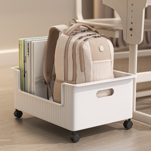 Under Desk Book Storage Box With Casters Movable Organizer For Students And Classrooms Desktop Bookshelf Rectangle Solid Color - Product Image 1