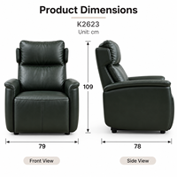 Fauteuil inclinable moderne en cuir noir avec mousse à mémoire de forme, chaise individuelle rembourrée en bois, mobilier de maison pour salon et chambre, structure métallique