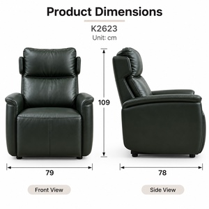 Sillón Reclinable Moderno de Cuero Negro, Sillón Individual Tapizado con Espuma Viscoelástica, Muebles para el Hogar, Sala de Estar, Dormitorio, Metal - Product Image 3