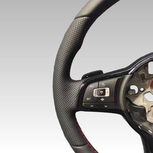 Volant en cuir véritable en stock pour VW CC <span class=keywords><strong>Golf</strong></span> <span class=keywords><strong>6</strong></span> 7 7.5 R MK6 MK7 MK7.5 Tiguan Passat <span class=keywords><strong>GTI</strong></span> <span class=keywords><strong>DSG</strong></span> - Product Image 5